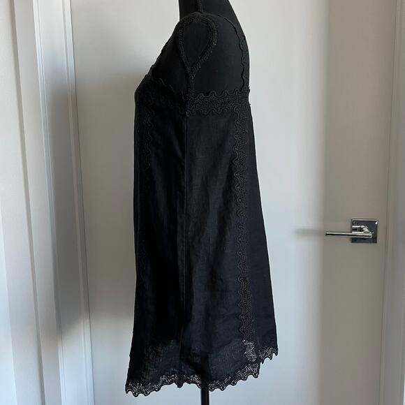 J Crew Lace Trim Shift Dress Linen Size 2 Black - Picture 9 of 12